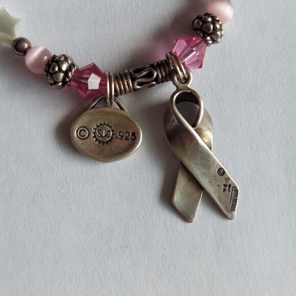Swarovski Crystal & Silver Breast Cancer Awareness Bracelet - Picture 8 of 8